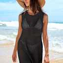 ANRABESS Womens Swimsuit Cover Up Sleeveless Knit 2026 Summer Outfits Swimwear Bathing Suit Coverup Crochet Beach Dress (Black, S)