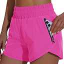 MIVEI Women's High Waisted Athletic Shorts 4" High Rise Running Workout Gym Quick Dry Tummy Control Short with Zipper Pockets M