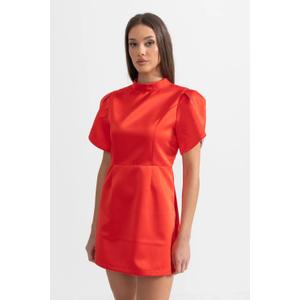 SIERRA DAN ELEGANT MINI DRESS WITH BACK CUTOUT AND BOW - RED , XL