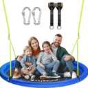 43" Tree Swing 600LB Weight Capacity - Outdoor Waterproof Flying Saucer Swing with Hanging carabiners (Blue)