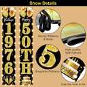 50th Birthday Party Banner Lighted Decorations for Men and Women - Black Gold Vintage 1976 50th Birthday Door Banners with LED Light, Fifty Years Birthday Party Supplies for Indoor Outdoor Decor