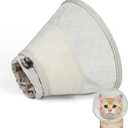 Supet Soft Cat Cone Collar to Stop Licking, Breathable Mesh Cone with Waterproof Liner Recovery Collar, for Kitten, Comfortable Elizabethan Alternative for Spay Neuter Grooming (L)