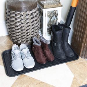 Ottomanson Multipurpose All Season Boot Tray Mat, Reusable Pee Pad For Dogs, 15" x 30" (Black)