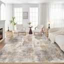 DMOYEST Area Rug Living Room Rugs - 8x10 Washable Large Soft Indoor Neutral Modern Abstract Low Pile Rug Carpet for Bedroom Dining Room Farmhouse Home Office - Brown Grey
