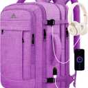 50L Carry On Backpack, Extra Large Laptop Backpack, Travel Backpack for Women, Expandable Water Resistant Big Bag Anti-Theft Business Daypack Fit 17 Inch Laptop with USB Port,Purple (XXL-(20''x13''x10''))