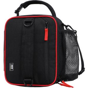 MIER Expandable Lunch Bag Insulated Lunch Box for Men to Work Travel Portable Lunchbox Bags with Shoulder Strap and Water Bottle Holder(Black/Red)