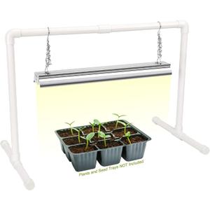 Soligt 2 ft Grow Light for Seed Starting with Stand, Double Tube Warm White Full Spectrum Seedling Grow Light for Indoor Plants, 80 LED Chips, Height Adjustable (Full Spectrum Light)