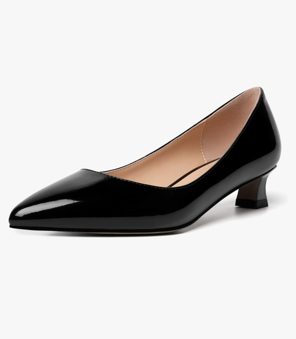 AMBELIGHT Womens Slip On Solid Casual Pointed Toe Office Suede Kitten Low Heel Pumps Shoes 1.5 Inch 9.5