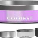 Coldest Dog Bowl - Anti Rust Metal, Non Slip, 3 Layers Insulated Stainless Steel Dog Bowls - Spill Proof & Heavy Duty - Water Bowl for Dogs, Cats, Dish Washer Safe (21 oz,Saturn's Moon Purple Glitter)