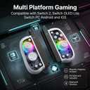 GLITCHEL Hall Effect Controller Compatible with Switch OLED Lite and Switch 2 with Magnetic Charging Adapters Included Wireless RGB Gamepad with Programmable Back Buttons Turbo Motion Control