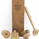 Cactus Cradle Bamboo Scrub Brush Kit – 2-Piece Dish Brush Set | Plastic-Free, Non-Toxic, Non-Scratch Cleaning for Dishes, Pots, Pans & Produce