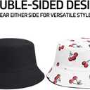 Sun Bucket Hats Women Men Beach Protection Summer Unisex Reversible Fisherman Cotton Fishing Double Side Wear Travel (One Size, Cherry White)