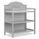 Sweetpea Baby Jasmine Changing Table in Platinum – Solid New Zealand Pinewood, Safety Rails & Strap, Spacious Fixed Storage Shelves, Water-Resistant 1" Changing Pad