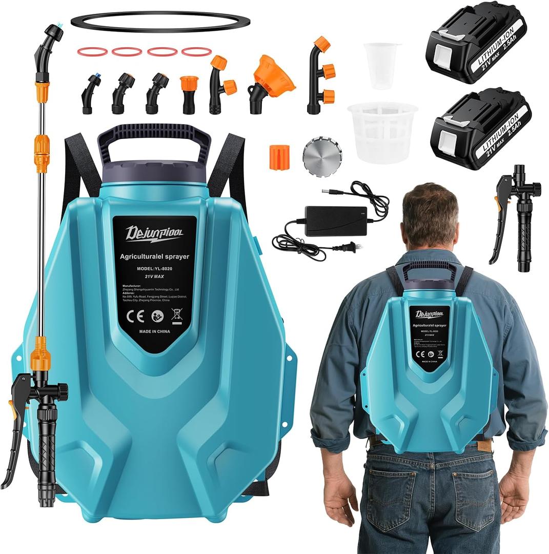 Battery Powered Backpack Sprayer 3.2 Gallon, with 7 Nozzles & Telescopic Wand, Electric Weed Sprayer for Yard, Lawn and Garden, 2x2.5Ah Rechargeable Batteries & 1x Charger Included