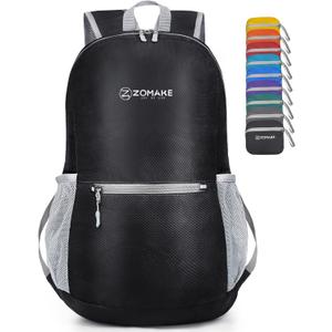 ZOMAKE Ultra Lightweight Hiking Backpack 20L, Packable Small Backpacks Water Resistant Daypack for Women Men(Black)