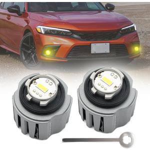 2PCS L1B LED Front Fog Light Bulbs Super Bright Lamp Bulb for 2021+ Hon'da Civic Accord CR-V Ridgeline Passport Acu'ra Integra 9000LM 3200K Fog Driving Lamp Bulb Assembly Plug and Play (Amber Yellow)