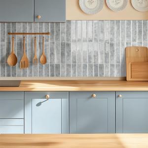 Alwayspon 10 Sheets 12x12inch Grey 3D Vinyl Backsplash Tiles, Self-Adhesive Peel and Stick Wall Tile Stickers Stick on Subway Tiles for Kitchen Bathroom Wall (Gray)