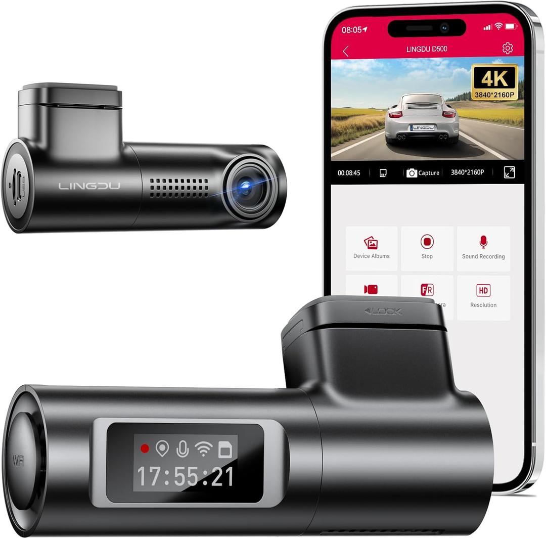 D500 Smart Dash Cam for Cars, 4K Front with WiFi & GPS, 0.96" LCD Display, Night Vision, WDR, Parking Mode, Loop Recording, G-Sensor, 150 Wide Angle