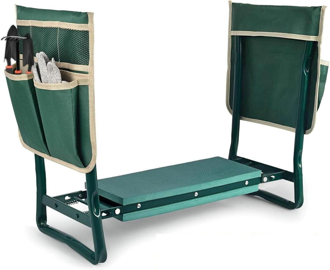 Icegirl 2-in-1 Garden Kneeler and Seat, Foldable and Portable Bench with EVA Foam Pad & 2 Large Tool Pouches, Perfect for Men Women Seniors
