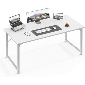 Huuger Computer Desk, 48 Inch Office Desk, Gaming Desk with Storage, Writing Desk Work Desk for Home Office, Study, Modern Simple Desk, Large Legroom, Metal Frame, White
