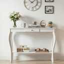 ChooChoo Narrow Console Table with Drawer, Chic Accent Sofa Table, Entryway Table, 39.3 Inch, White