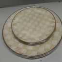U-QE 20PCS Plastic Brown Plates for Party - Retro Checkered Plates Disposable Heavy Duty - Fancy Plastic Plate for Party, Birthdays - 10 10.25 Inch Dinner and 10 7.5 Inch Dessert Plate