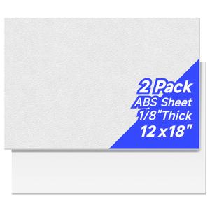 ABS Plastic Sheet 12"x18"x1/8" White 2-Pack