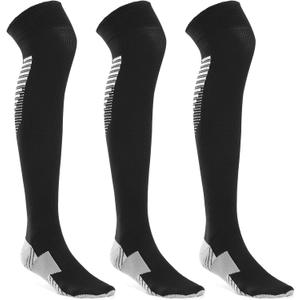 likloks Light Compression Socks (8-15 mmHg) - Cushioned, Arch Support, Breathable - Crew/Over-the-Calf/Knee High - 3 Pairs (Black)