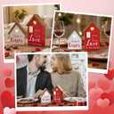 2 x Valentine's Day Wooden Cottage Decor SetRustic Farmhouse"Hugs & Kisses"and"Love in This Home" Signs, Romantic Table Top Decoration for Tiered Tray, Shelf, Mantel, or Bedroom