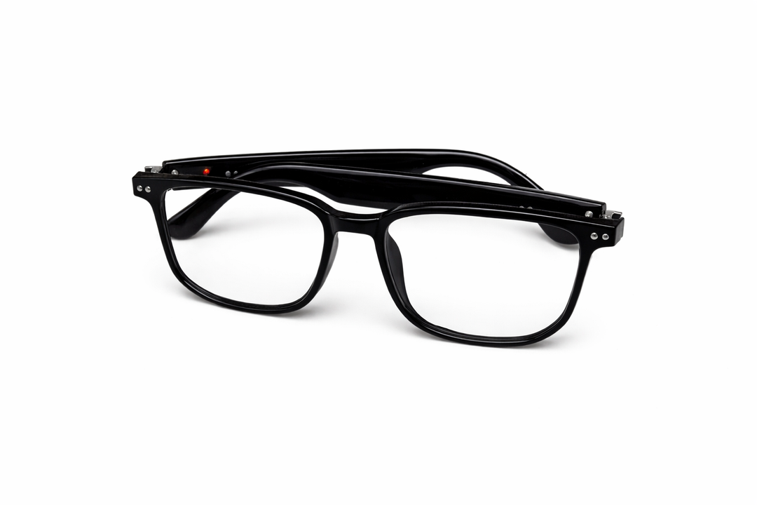 AI Smart Glasses – Modern Rectangular Frame, Black