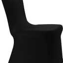 Black Stretch Spandex Chair Covers - 12 pcs Wedding Party Dining Scuba Elastic Chair Covers (Black, 12)