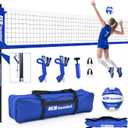 Haokelball Outdoor Volleyball Net Set for Backyard, 32FT Regulation, 3-Level Adjustable Height & Anti-Sag Tension System, Heavy Duty Thick Poles, Includes Volleyball, Pump, Boundary Line and Carry Bag