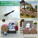 25" Artificial Boxwood Topiary Ball Trees with Purple Daisy, Fake Mums Plants with Ground SpikeSet of 2 UV Resistant Faux Bushes, Fake Shrubs for Garden, Patio, Porch, Yard, Indoor