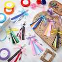 Zeyune 233 Pcs 20 Set DIY Bead Keychain Making Kits Bag Charm Beads Making Craft Ribbon Bow Key Chain Letter Alphabet Keychain Jewelry Accessories for Mothers Day Gifts Jewelry Make Party Favor (Multicolor)