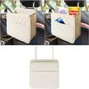 Mandark Car Seat Back Organizer, PU Leather Automotive Backseat Hanging Storage Pocket, Multipurpose Vehicle Travel Essentials Accessories for Kids & Adults, Universal for Most Cars (Beige)