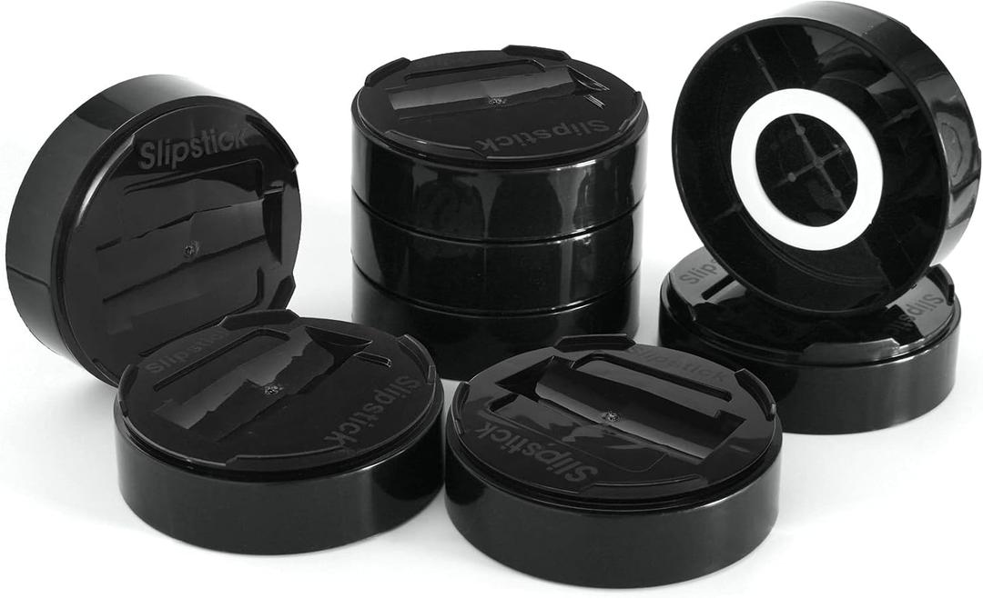 Slipstick Stack-Its 1 Inch Adjustable Bed Risers/Furniture Risers (Set of 8) Lifts Height 1", 2" or 3"  Black Heavy Duty Risers for Desks, Couches, Sofas, Beds, Tables, Dressers, and More