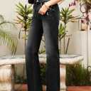 SHEWIN Straight Leg Jeans for Women Trendy High Rise Tapered Flare Jeans Stretchy Wide Leg Ankle Denim Pants with Pockets (4, Black)