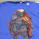 Fun Patriotic Honey Badger American Flag USA Animal Design T-Shirt (Blue, XXXL)