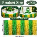 2 Pcs St. Patrick's Day Party Decorations,29.5 x 108 Inch Green Gold Table Skirts,Metallic Wavy Tinsel Foil Fringe Table Skirts,Round and Rectangle Tables Decorations for Irish-Themed Party Supplies