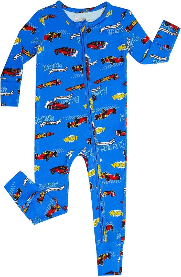 Bamboo Viscose Baby Footless Pajamas Soft Newborn Sleepers | 2-Way Zipper Pjs, Fold-Over Mittens Cuffs, Long Sleeve Baby Romper, Breathable Infant Outfits, Tagless Comfort, Skin-Friendly (Blue)