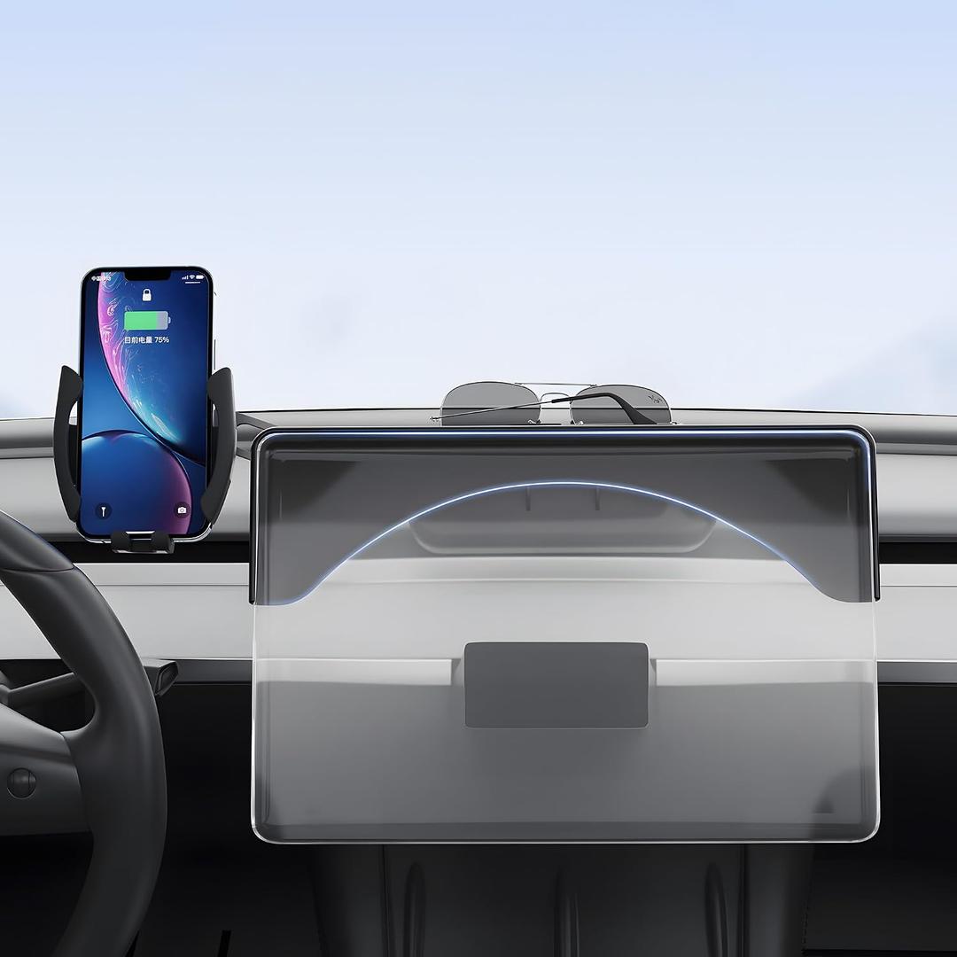 Premium Tesla Phone Mount & Holder for Model Y Juniper (2025-2026+15.4inch) & Model 3 Highland (2024+),Snap-On Screen Clip with Scratch-Free Felt Base, Solid Alloy Arm