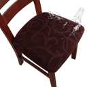 Genina Waterproof Chair Seat Covers Dining Room Chair Covers Stretch Seat Cover for Dinning Room Chair Protector Slipcovers for Kitchen, Hotel (2, Flower Pattern-Chocolate)