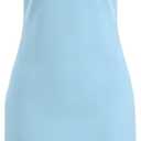 Allegra K Cap Sleeve Work Dress for Women's Summer Midi Round Neck Casual Split Hem Dresses (Blue), 