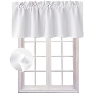 Hiasan Valance Curtains for Kitchen Rod Pocket Room Darkening Window Curtain Valance, 42 x 18 Inches Length, Greyish White, 1 Panel