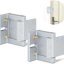 2 Pack Door Latches for Top of Door, Silver Door Reinforcement Lock for Home and Hotel, Security with Stainless Steel Screws