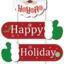 TOARTi Merry Christmas Santa Front Door Sign Hanging(9.8x21.3 inches), Rustic Vintage Christmas Santa HO HO HO Wooden Wall Plaque, Farmhouse Happy Holiday Sign for Christmas Winter Housewarming Gift