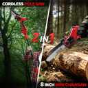8 Inch Cordless Pole Chainsaw for Milwaukee M18 Battery, Brushless Pole Chain Saw with Auto Oiler, Tool-Free Chain Tension, Up to 13FT MAX Reach, for Wood Tree Cutting Pruning (No Battery)