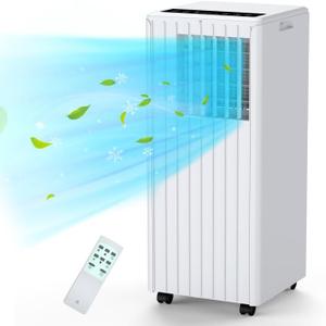 Portable Air Conditioner - 8,000 Btus Air Conditioner Cools Room Up to 350 sq.ft., Quiet AC Unit with Remote Control, Built-in Dehumidifier, Fan, Auto & Sleep Modes, Window Mount Kit, White
