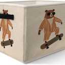 Bear Nursery Storage Bins Basket, Toybox for Boys Room, Trendy Retro Skateboarding Bear Collapsible Fabric Storage Box Organizer for Bedroom Bathroom Clothes Books Toys (SNL026)
