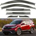 PSLER 6PCS Side Window Vent Visor Window Deflectors for Honda CRV CR-V 2023 2024 2025 Car Tape-on Window Visor with Stainless Trim Compatible with CRV LX EX EX-L Sport Hybrid Touring Accessories
